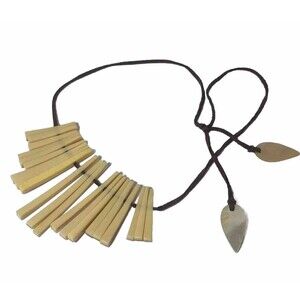 Radiant Weave Tribal Necklace Resin Geometric Rays On Leather Cord Abalone Ends